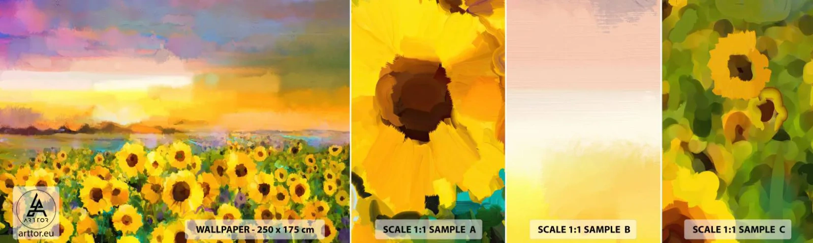 Vzor Fototapety Samolepicí Deluxe Sticker - Samotné slunce sestoupilo na zem - Slunečnicové pole, slunečnice, Příroda - 100x30 cm