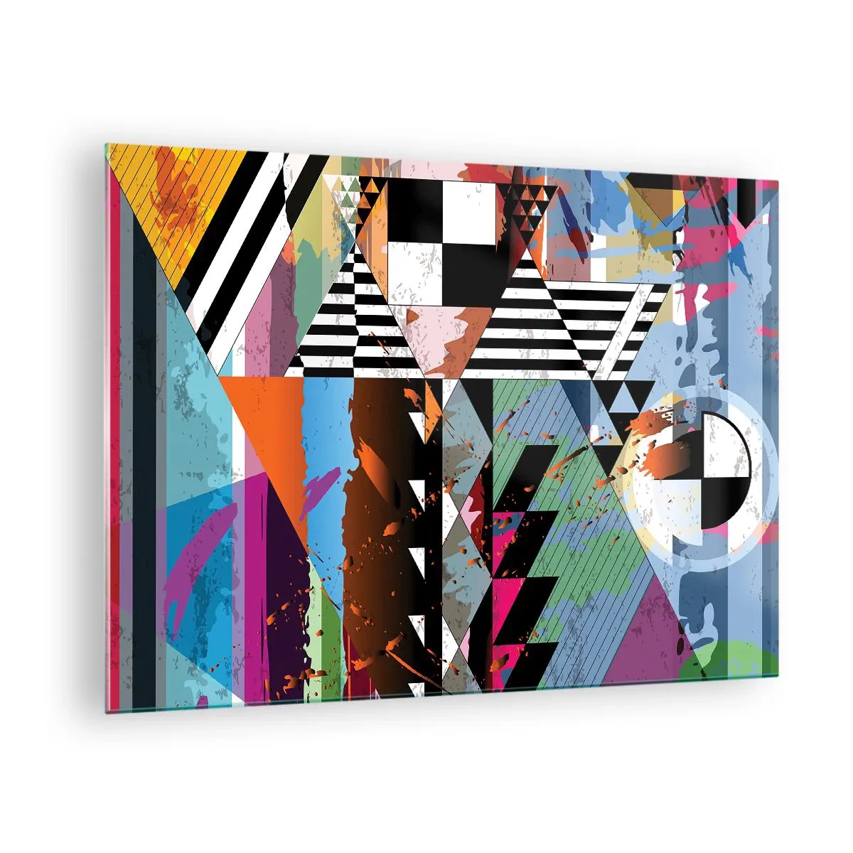 Obraz na skle - Geometrická abstrakce s různými tvary a barvami - 70x50cm - Geometricky a organicky - Moderní nástěnná dekorace do obývacího pokoje a ložnice ARTTOR