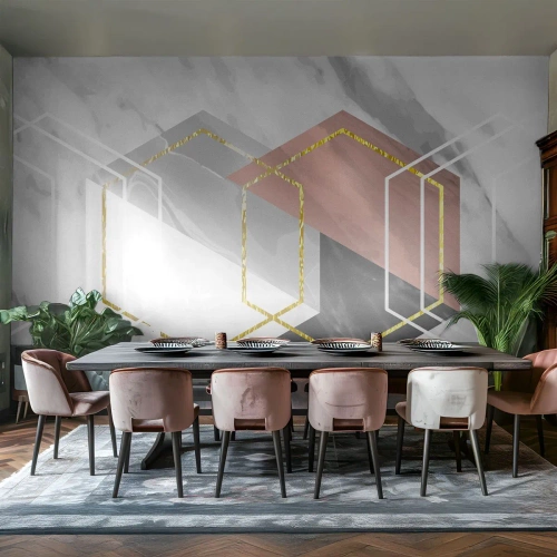 Fototapeta Premium Sand - Řetězová kompozice - Abstrakce, Kus, Šestiúhelník - 100x70 cm