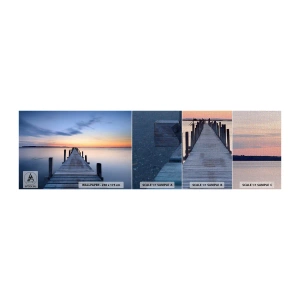 Vzor Fototapety Premium Canvas - Klid příjemného soumraku - Krajina, Záliv, Dřevěný most - 100x30 cm
