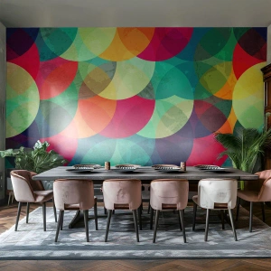 Fototapeta Standard Eco - Barevná abstrakce s geometrickými kruhy - 100x70cm - Vstoupit do duhy - Moderní nástěnná dekorace do obývacího pokoje a ložnice ARTTOR