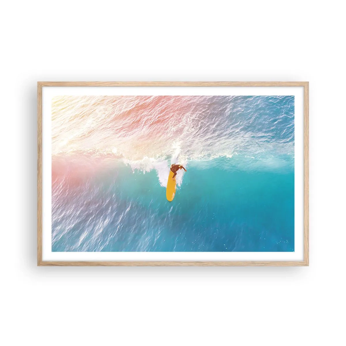 Plakát v rámu světlý dub - Oceanický jezdec - 91x61 cm