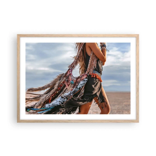 Plakát v rámu světlý dub - Šamanovo děvče - 70x50 cm