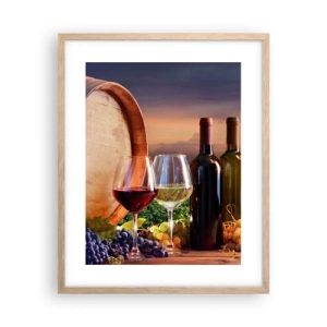 Plakát v rámu světlý dub - Tady má život chuť - 40x50 cm