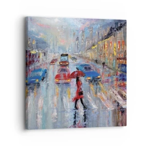 Obraz na plátně - Deštivé odpoledne ve městě - 30x30 cm