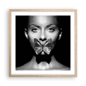 Plakát v rámu světlý dub - Motýlí polibek - 50x50 cm