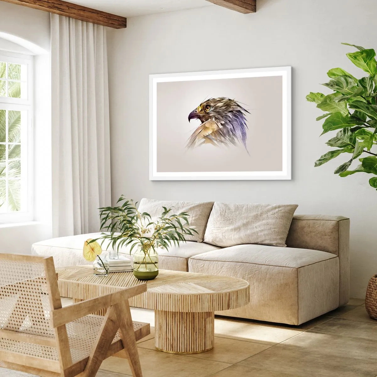 Plakát v bílém rámu - Portrét bojovníka - 91x61 cm