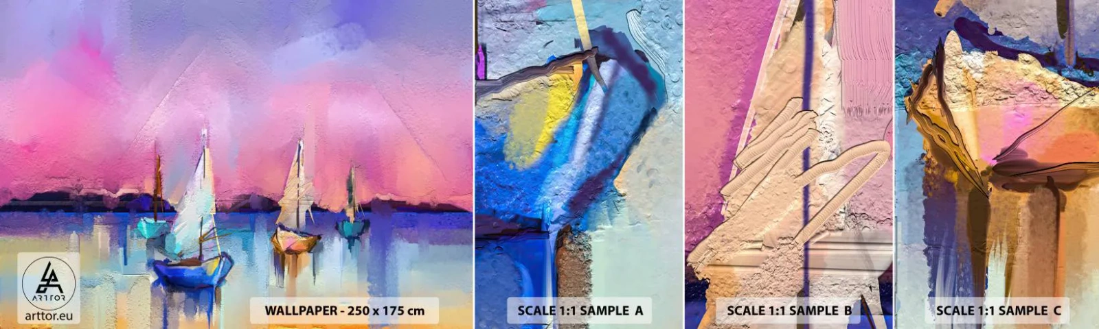 Vzor Fototapety Samolepicí Deluxe Sticker - Směr: široké vody - Krajina, jezero, Plachetnice - 100x30 cm