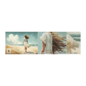 Vzor Fototapety Premium Sand - Směrem k slunci a větru - Dívka, Pláž, Procházka - 100x30 cm