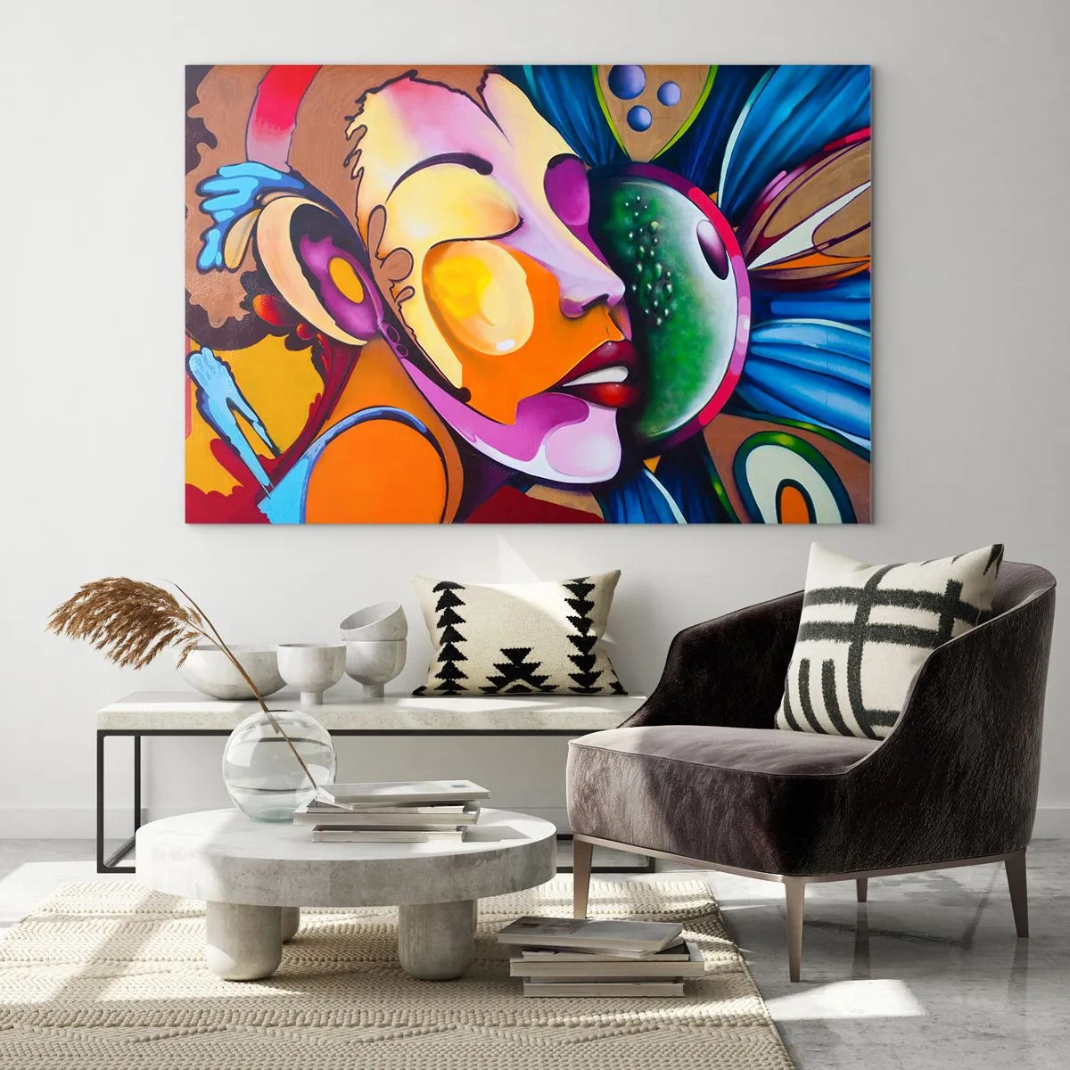 Obraz na skle - Dotknout se barvou - 100x70 cm
