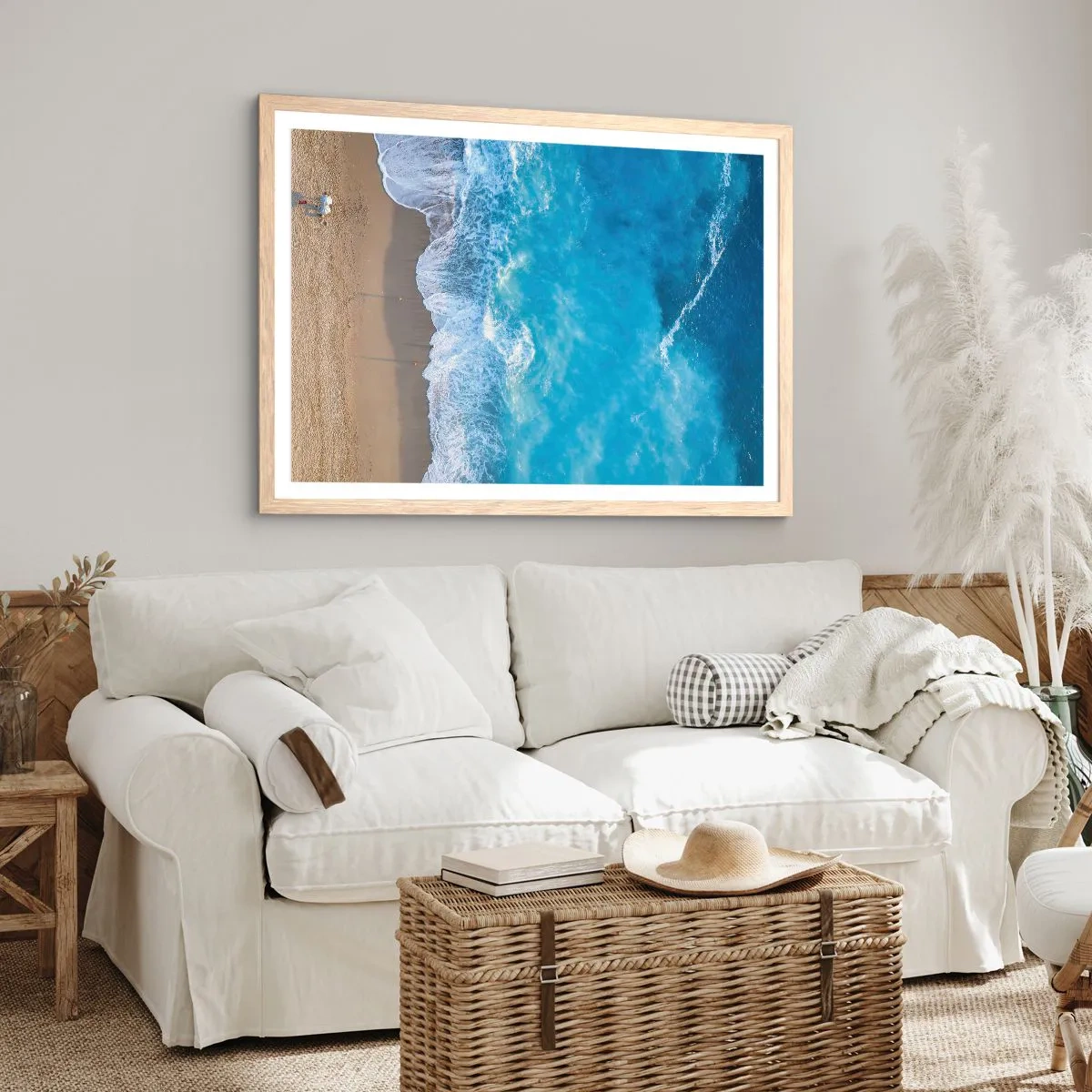 Plakát v rámu světlý dub - Síla modři - 100x70 cm