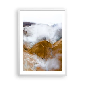 Plakát v bílém rámu - Drsná krása Islandu - 50x70 cm