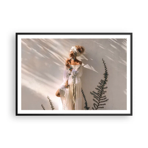 Plakát v černém rámu - Slunce a dívka - 100x70 cm