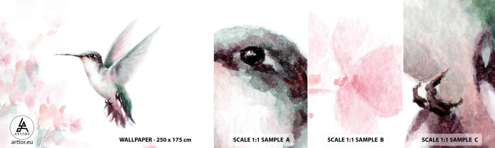 Vzor Fototapety Samolepicí Deluxe Sticker - Mávání - Kolibřík, Pták, Kus - 100x30 cm