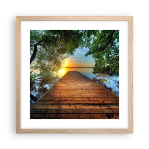 Plakát v rámu světlý dub - Nespěchej, posaď se - 40x40 cm