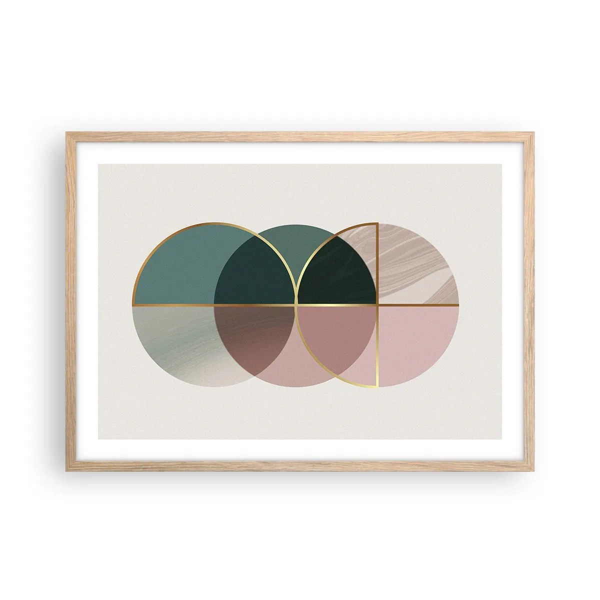Plakát v rámu světlý dub - Kruhy… - 70x50 cm