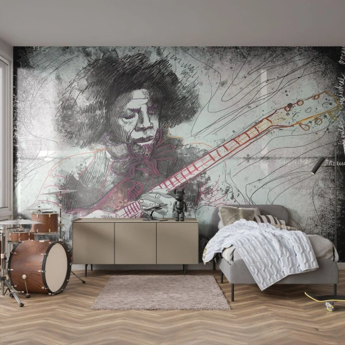 Fototapeta Samolepicí Deluxe Sticker - Na vlnách hudby - Hudba, Kytarista, Nástroj - 250x175 cm