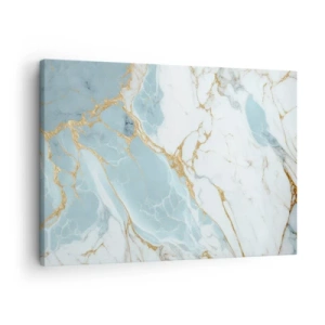 Obraz na plátně - Modré a bílé mramorové vzory s přidanými zlatými žilkami - 70x50cm - Bohatství kamene - Moderní nástěnná dekorace do obývacího pokoje a ložnice ARTTOR