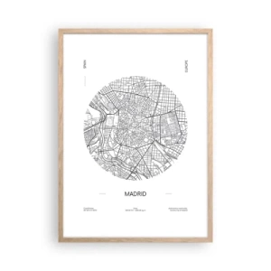 Plakát v rámu světlý dub - Anatomie Madridu - 50x70 cm