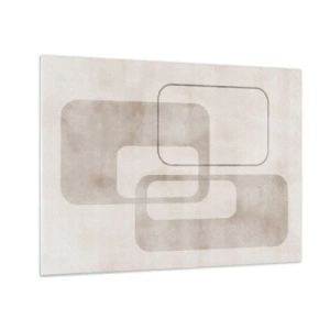 Obraz na skle - Minimalistické béžové obdélníky na světlém pozadí - 70x50cm - Geometrická fuga - Moderní nástěnná dekorace do obývacího pokoje a ložnice ARTTOR