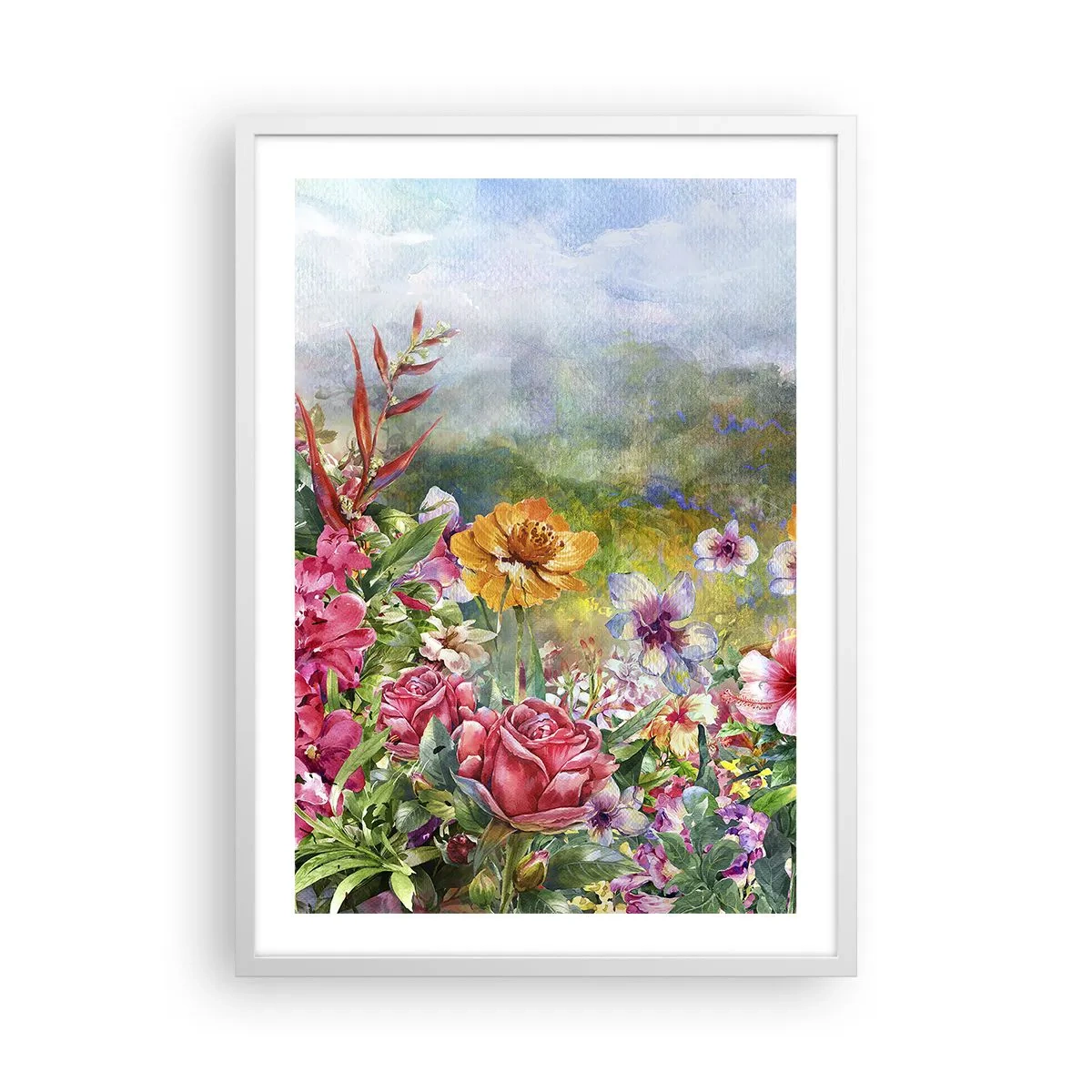 Plakát v bílém rámu - Zahrada, která se zbláznila - 50x70 cm