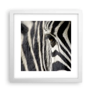 Plakát v bílém rámu - Portrét s pruhy - 30x30 cm
