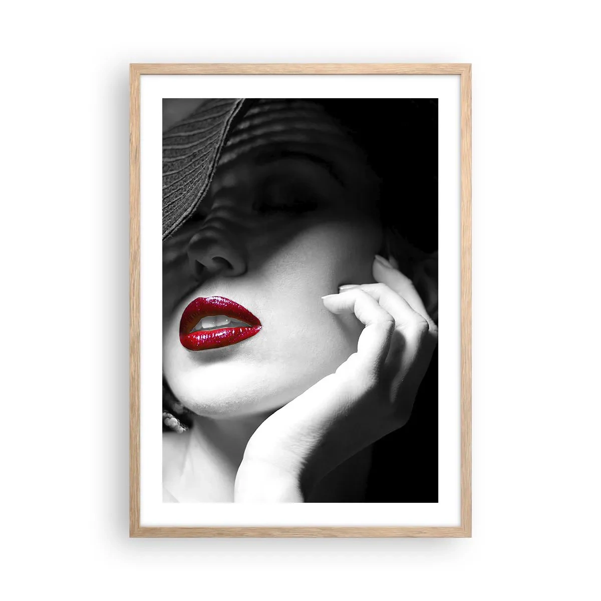 Plakát v rámu světlý dub - Studie v šarlatové - 50x70 cm