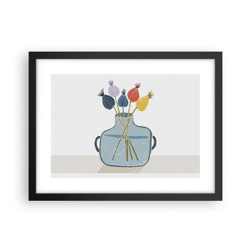 Plakát v černém rámu - Makové květy - 40x30 cm