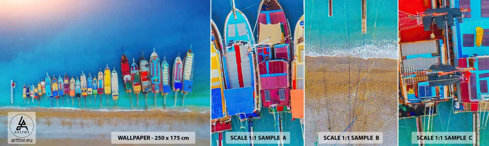 Vzor Fototapety Samolepicí Deluxe Sticker - Z ptačí perspektivy - Krajina, Pláž, Moře - 100x30 cm