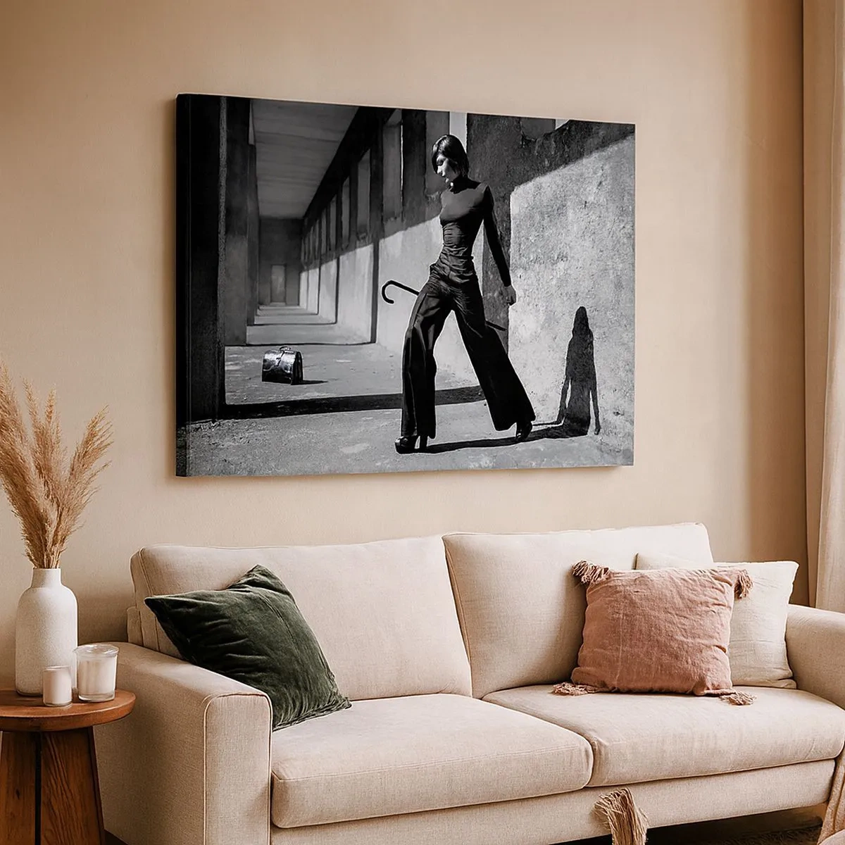 Obraz na plátně - Stylová žena v industriálním prostředí - 70x50cm - Městská elegance - Moderní nástěnná dekorace do obývacího pokoje a ložnice ARTTOR