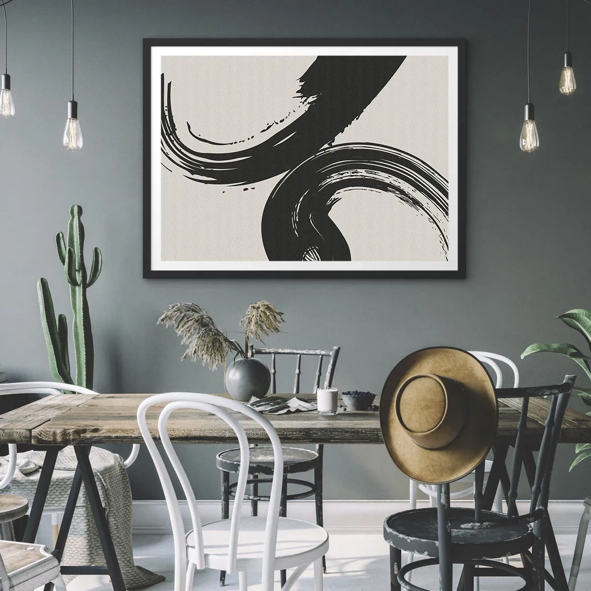 Plakát v černém rámu - Rozmáchle a dokola - 70x50 cm