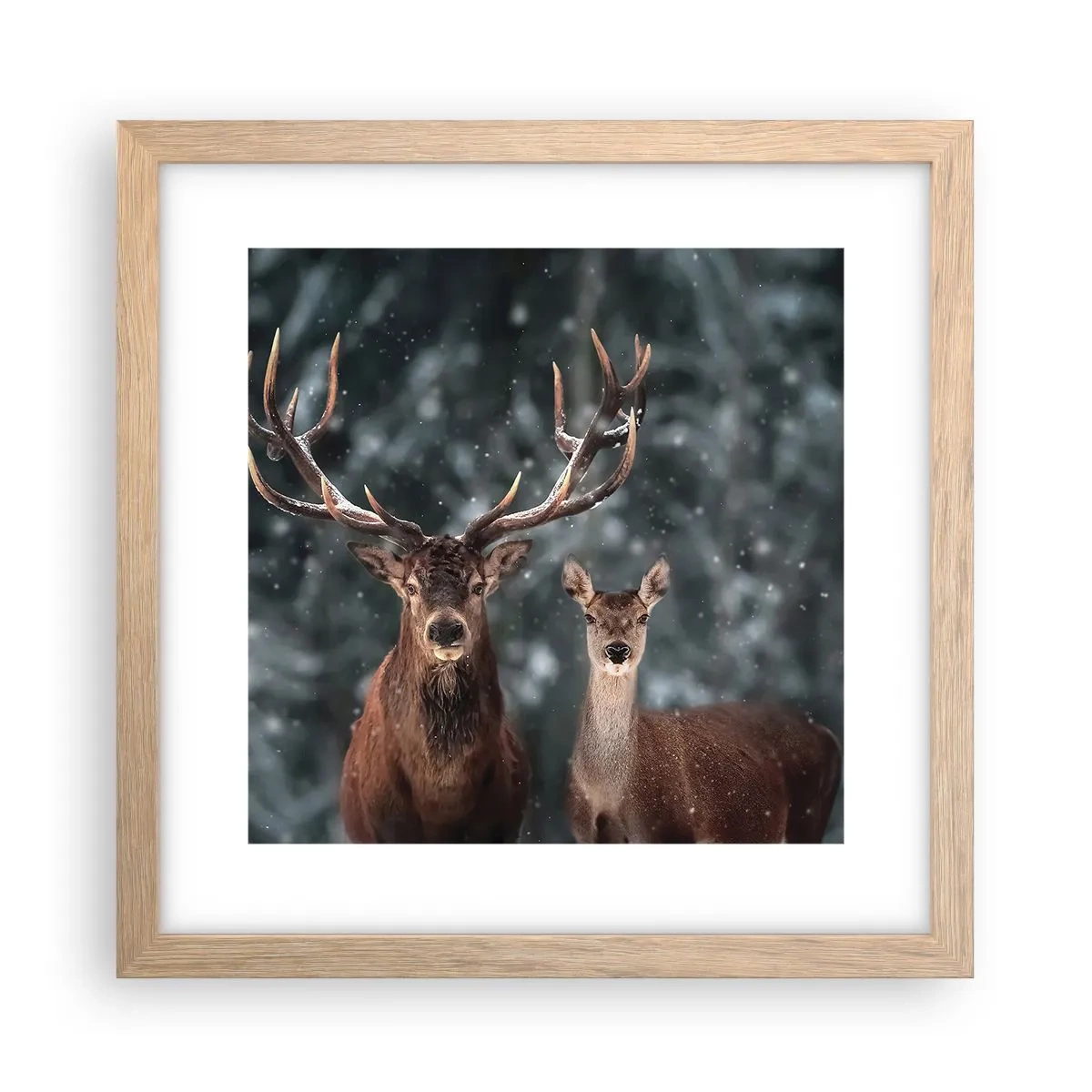 Plakát v rámu světlý dub - Pán lesa se svou ženou - 30x30 cm