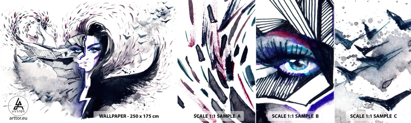 Fototapeta Vzorek Standard Eco - Démonická a krásná - Abstrakce, Žena, Ženské oči - 100x30 cm