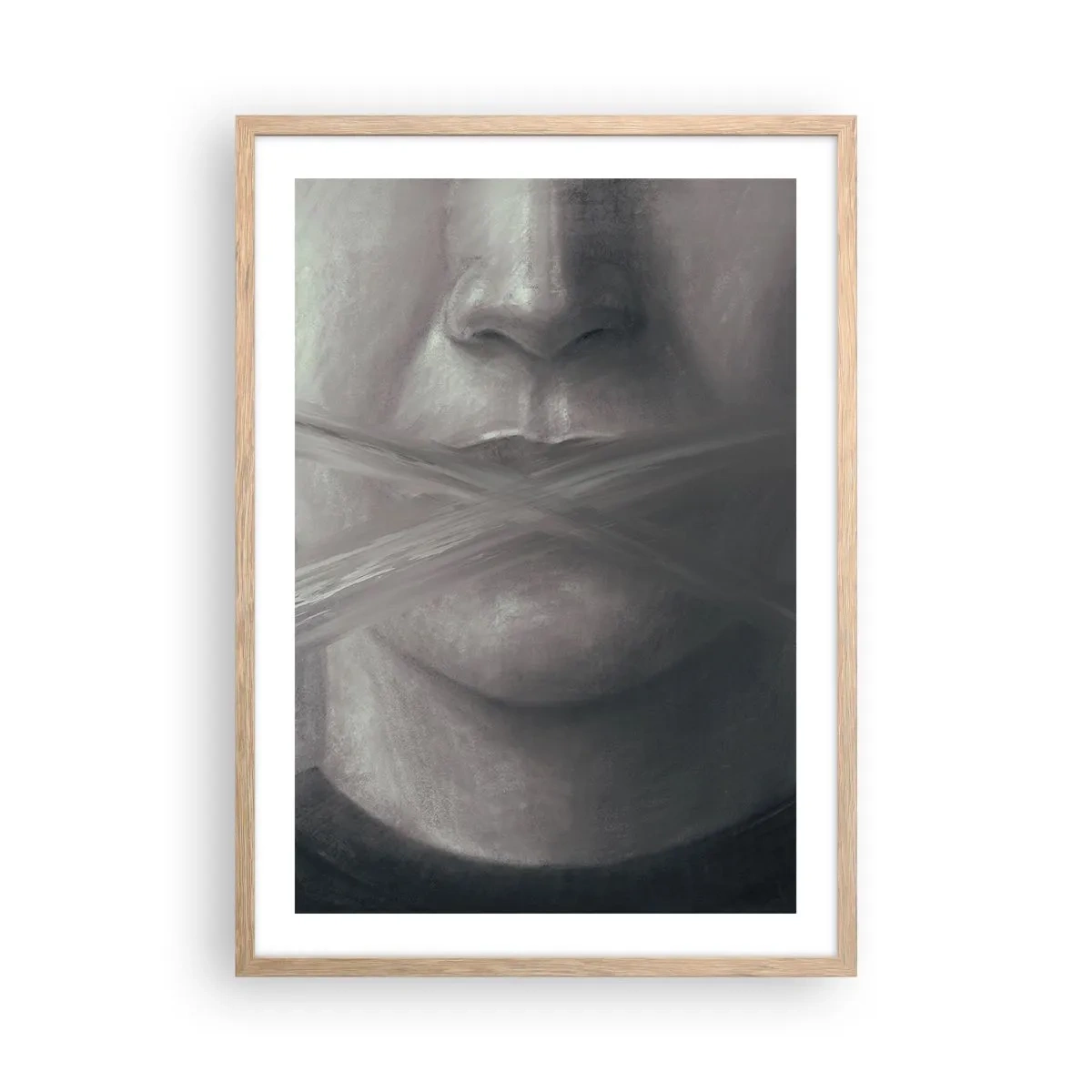 Plakát v rámu světlý dub - Ani slovo - 50x70 cm