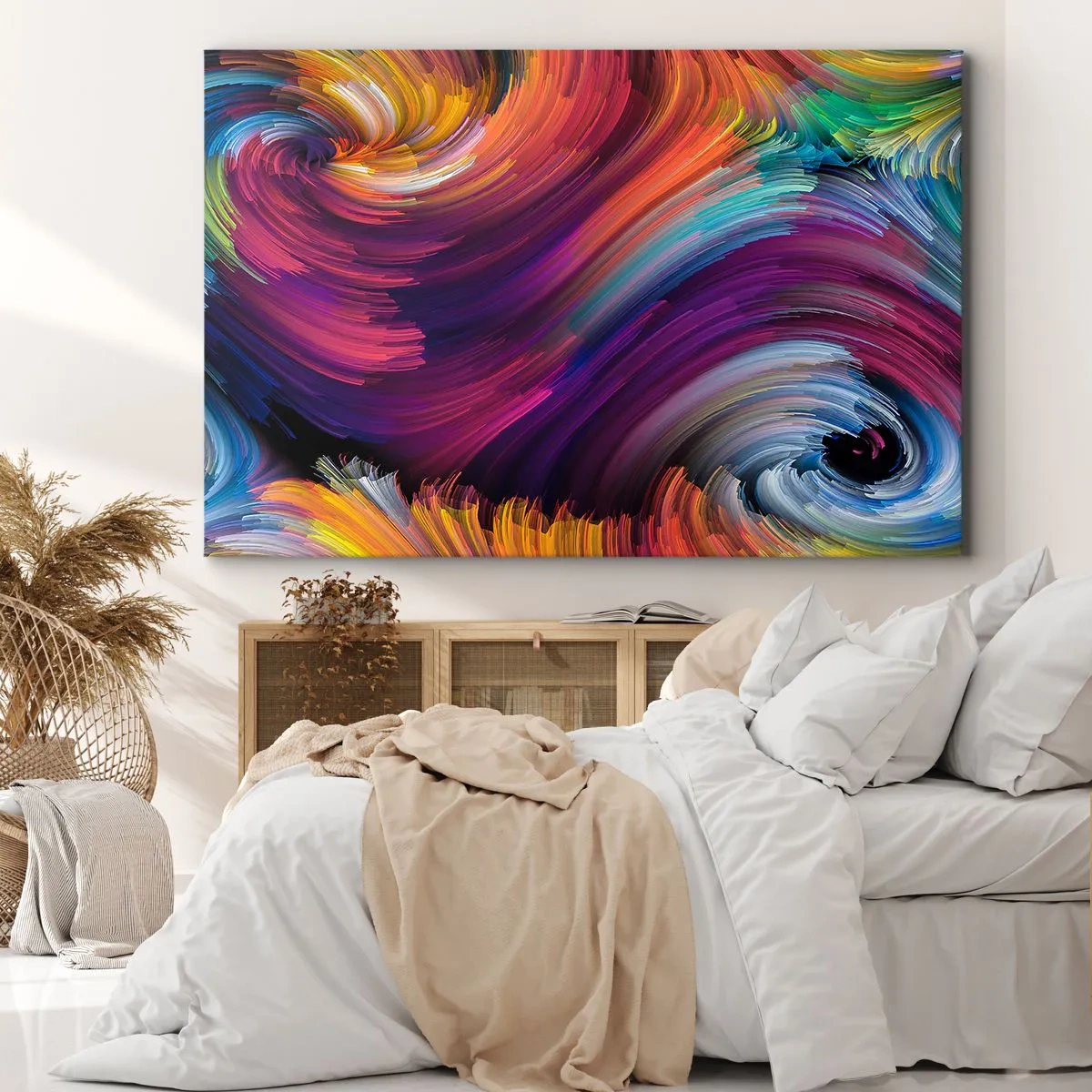 Obraz na plátně - Abstraktní víry v zářivých barvách - 70x50cm - Začátek nového světa - Moderní nástěnná dekorace do obývacího pokoje a ložnice ARTTOR