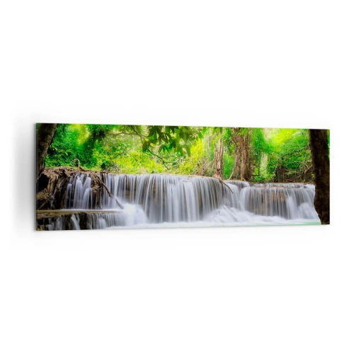 Obraz na plátně - Vodopád v zeleni - 160x50 cm