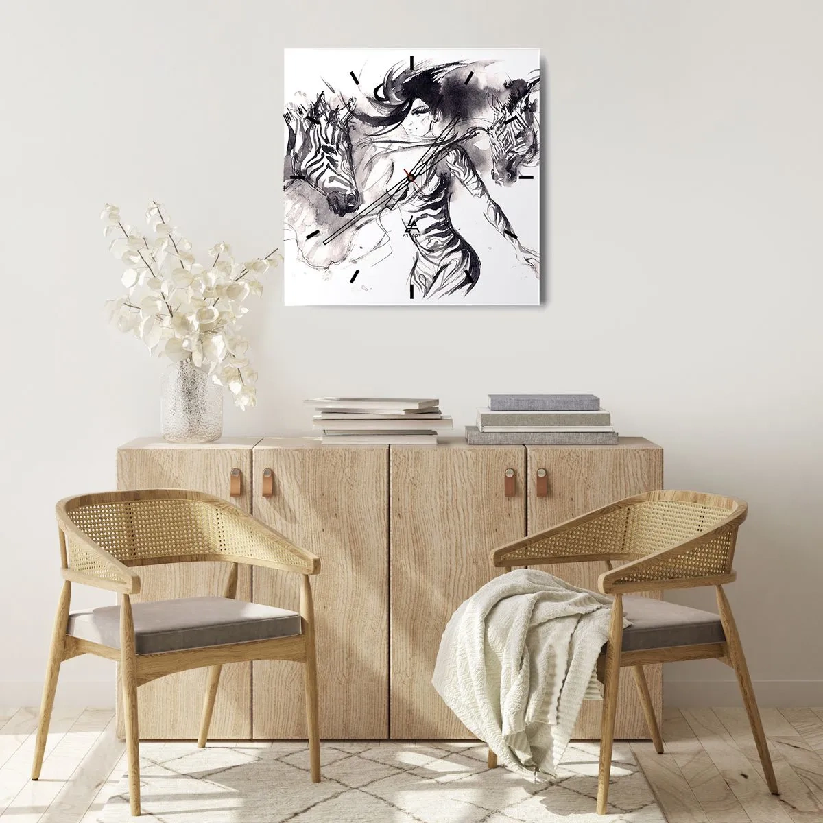 Nástěnné hodiny - Tančící se zebrami - 30x30 cm