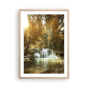 Plakát v rámu světlý dub - Parkový vodopád - 50x70 cm