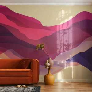 Fototapeta Standard Eco - Abstraktní kompozice vln v odstínech červené a fialové - 100x70cm - Vlny fialové - Moderní nástěnná dekorace do obývacího pokoje a ložnice ARTTOR