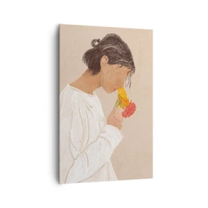 Obraz na plátně - Dívka a květiny - 80x120 cm
