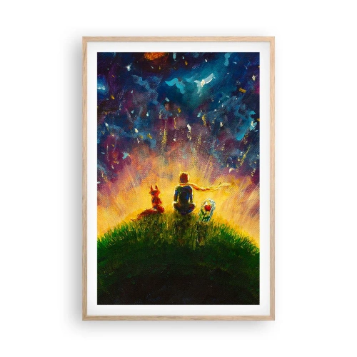 Plakát v rámu světlý dub - Láska a přátelství - celý svět - 61x91 cm