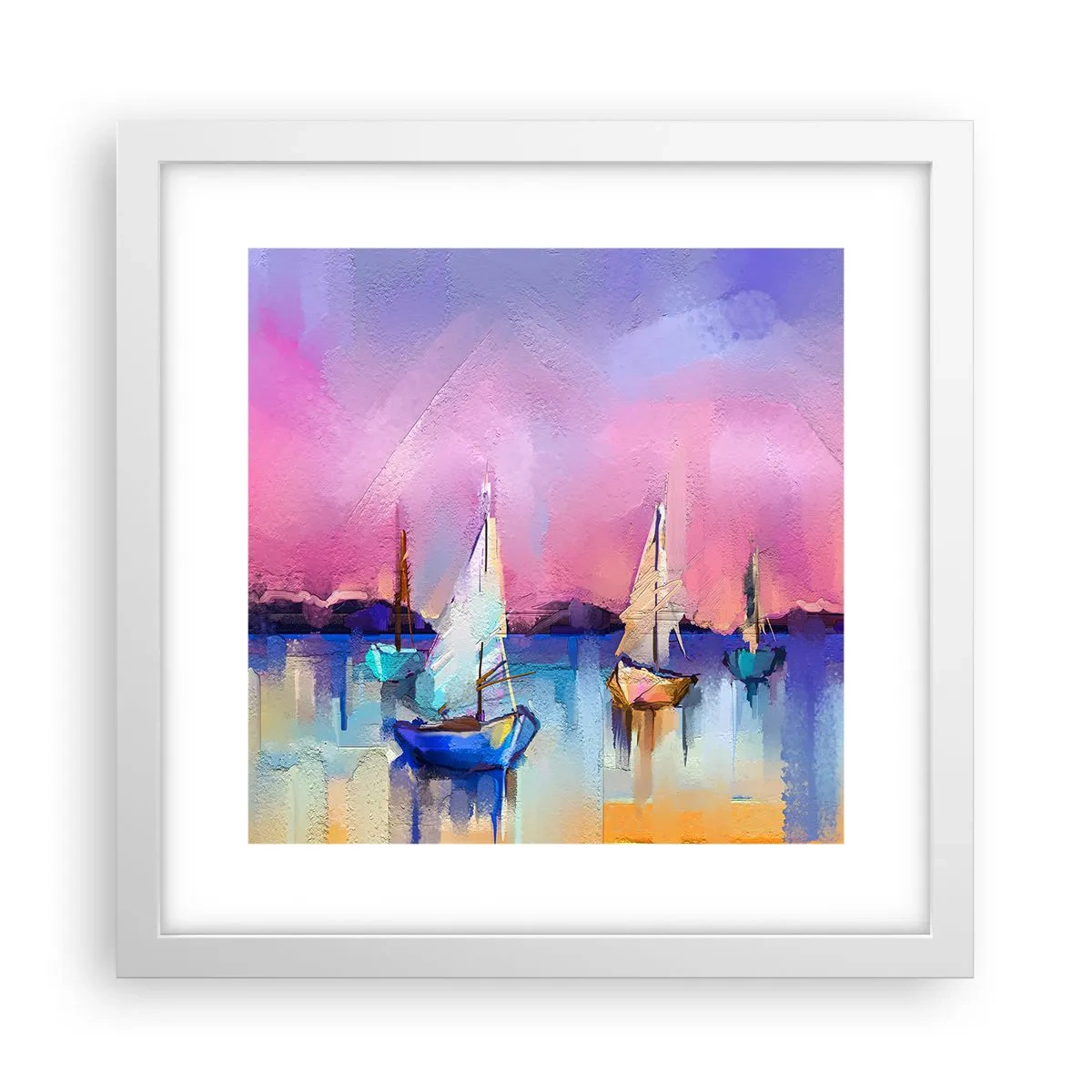 Plakát v bílém rámu - Směr: široké vody - 30x30 cm