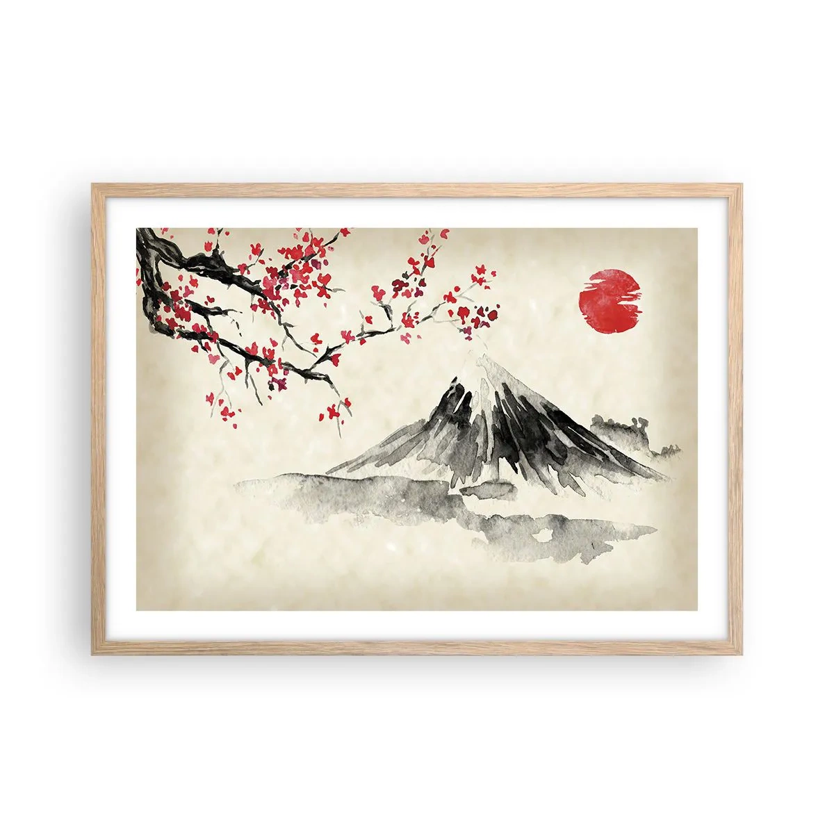 Plakát v rámu světlý dub - Zamilujte se do Japonska - 70x50 cm