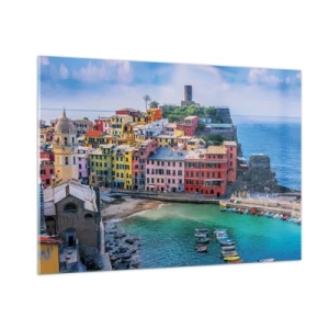 Obraz na skle - Středomořské kouzelné městečko - 100x70 cm