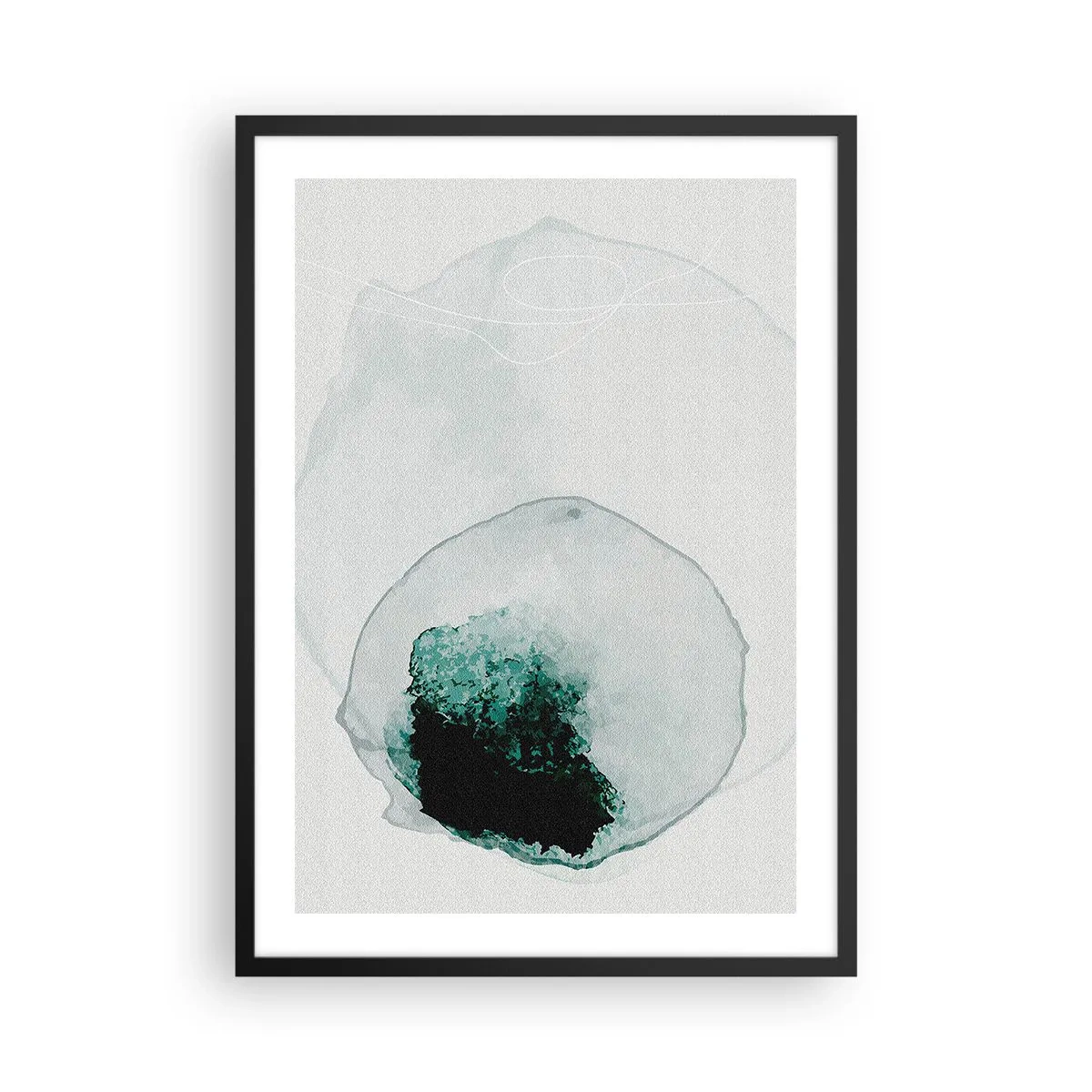 Plakát v černém rámu - Abstraktní organická forma v odstínech zelené - 50x70cm - V kapce vody - Moderní nástěnná dekorace do obývacího pokoje a ložnice ARTTOR