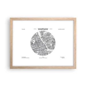 Plakát v rámu světlý dub - Anatomie Varšavy - 40x30 cm