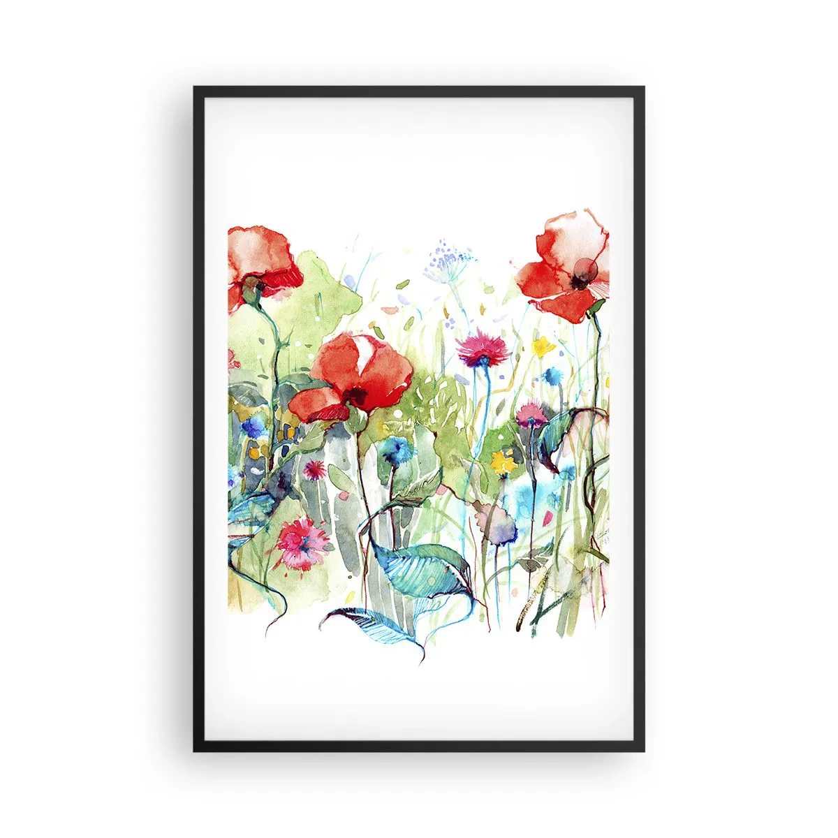 Plakát v černém rámu - Kvetoucí louka v květnu - 61x91 cm