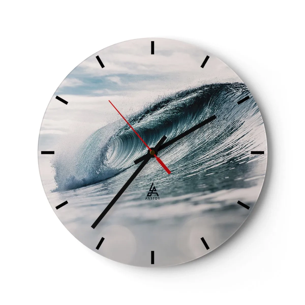 Nástěnné hodiny - Dynamická oceánská vlna zachycená v pohybu - 30x30cm - Vodní špička - Moderní nástěnná dekorace do obývacího pokoje, kuchyně a ložnice ARTTOR