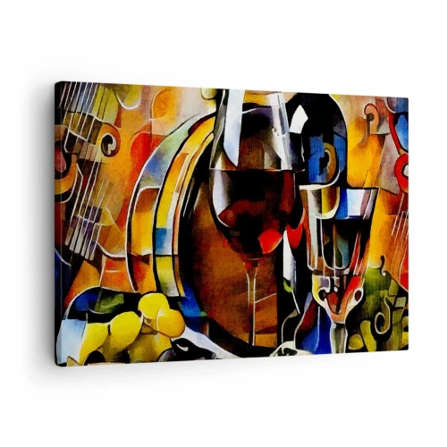 Obraz na plátně - Abstraktní zátiší s brýlemi a hudebními nástroji - 70x50cm - I svět dostává barvy - Moderní nástěnná dekorace do obývacího pokoje a ložnice ARTTOR