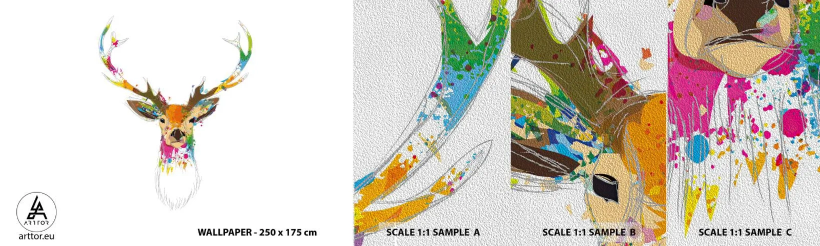 Vzor Fototapety Premium Sand - Líbezný jelínek vykoupaný v barvě - Abstrakce, Zvířata, Jelen - 100x30 cm